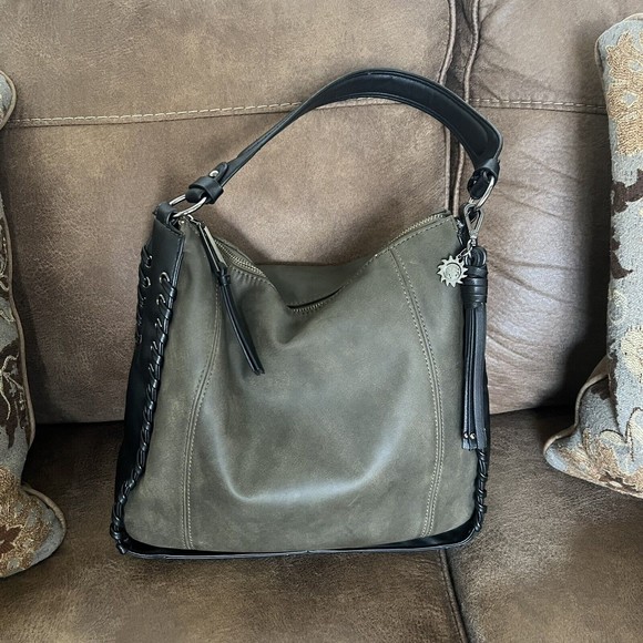 Jessica Simpson Handbags - Jessica Simpson handbag Green and Black Faux Suede/Faux Leather